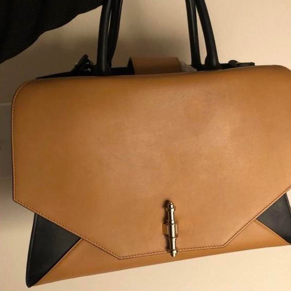 Givenchy Tan and Black Leather Top-Handle Tote